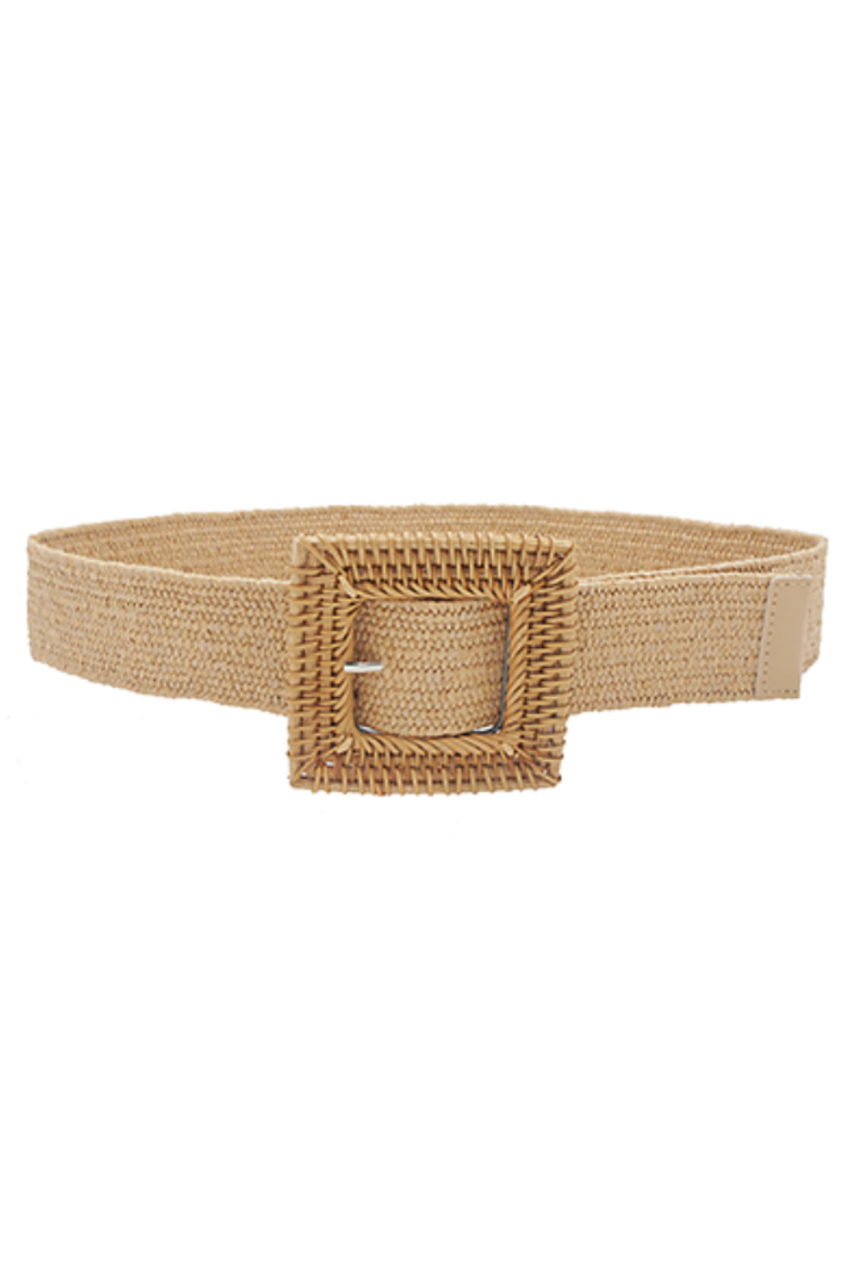 Square Rattan Buckle Straw Belt Golden Stella