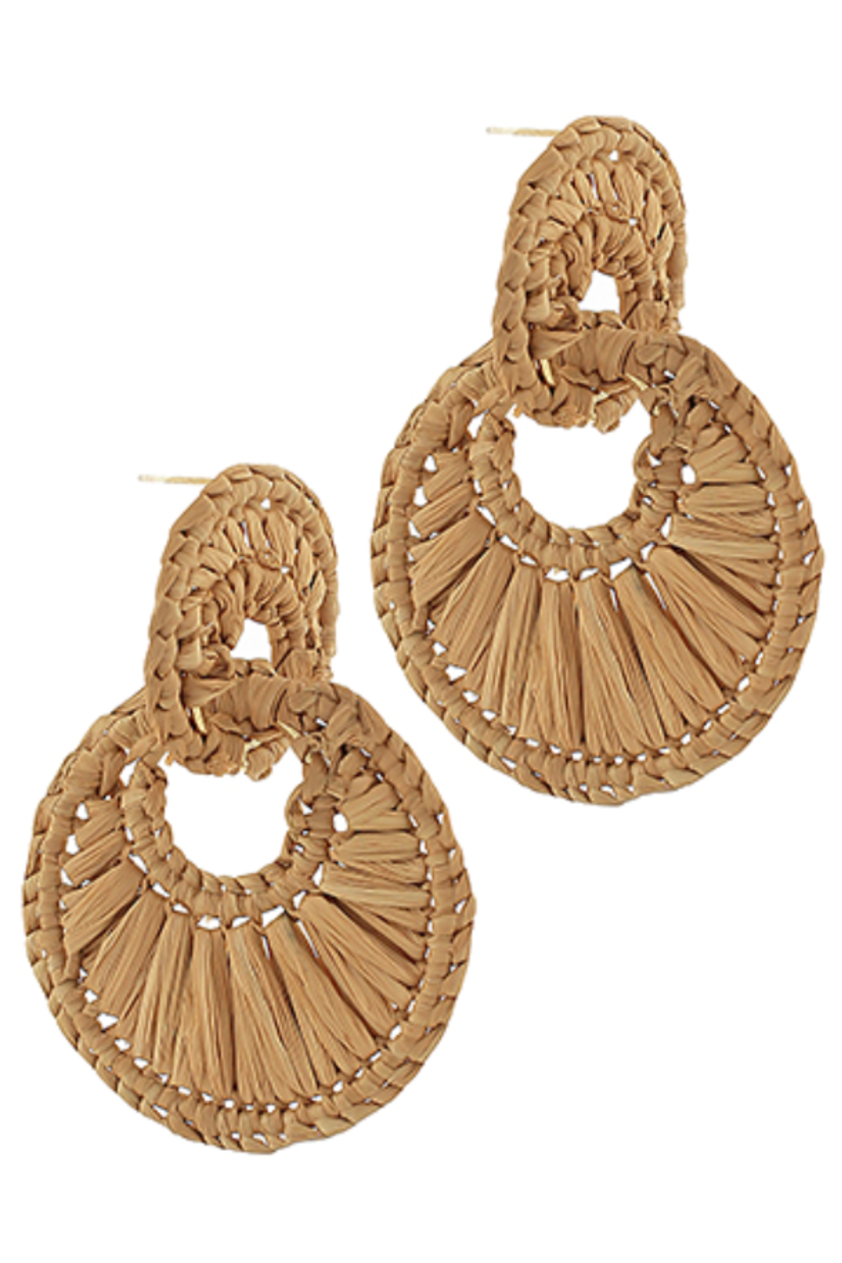 Linked Raffia Round Earrings Golden Stella