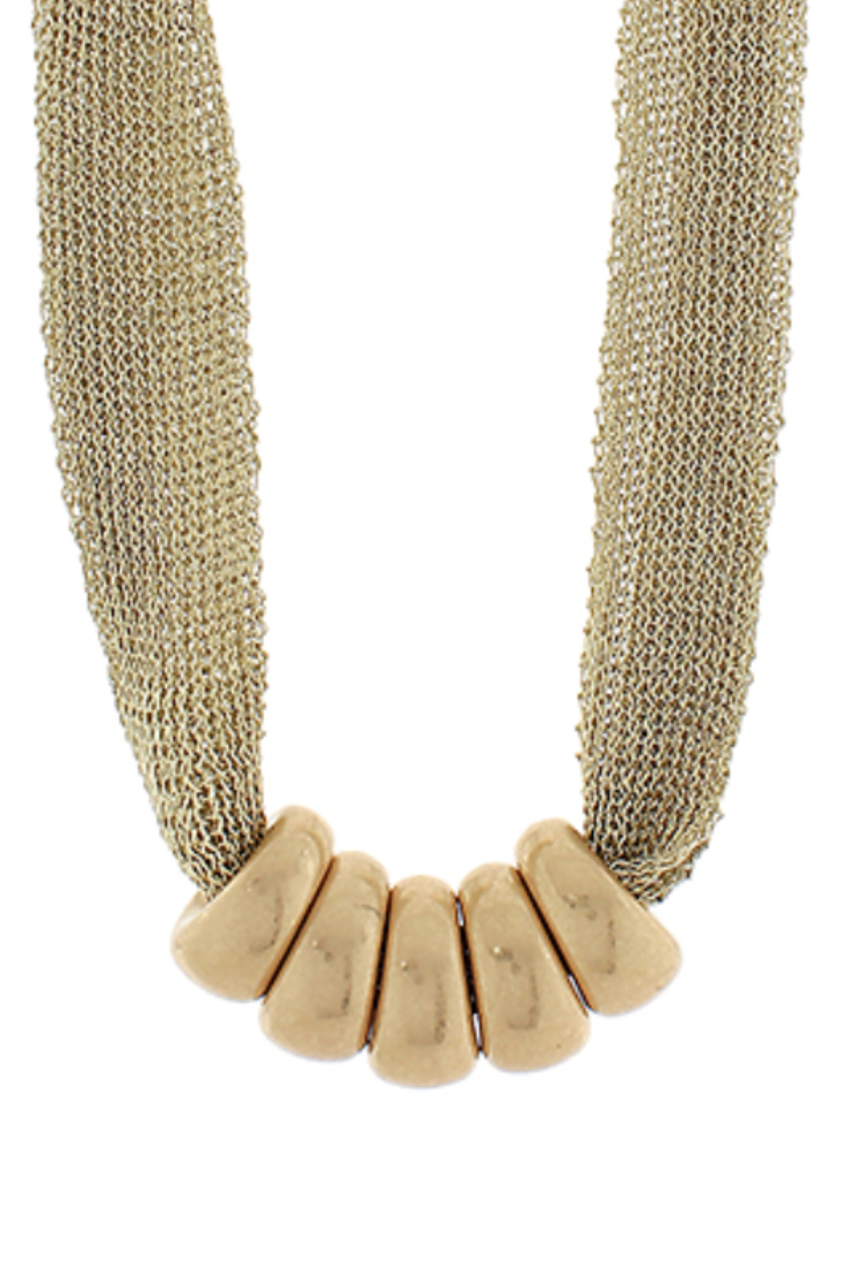 Geo Ring Accent Mesh Fabric Necklace Golden Stella