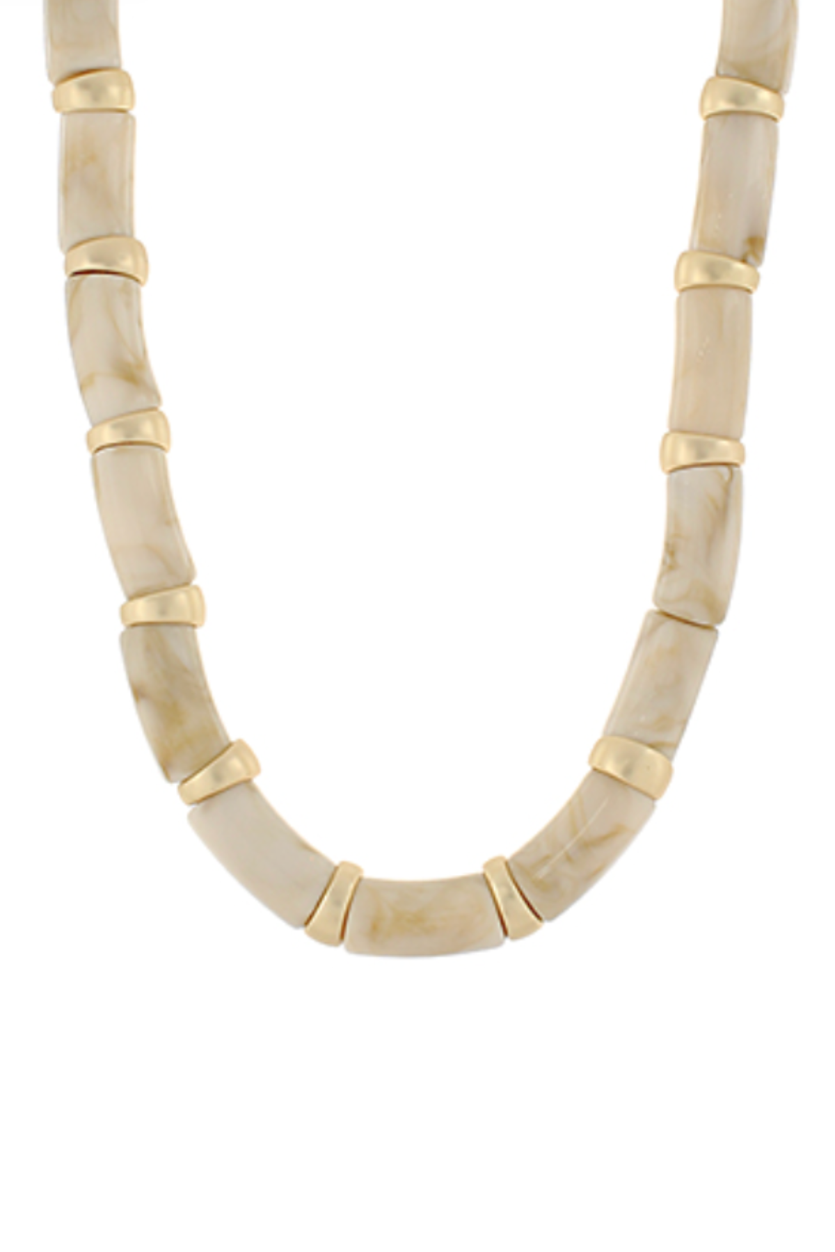 Marble Tube & Metal Ring Necklace Golden Stella