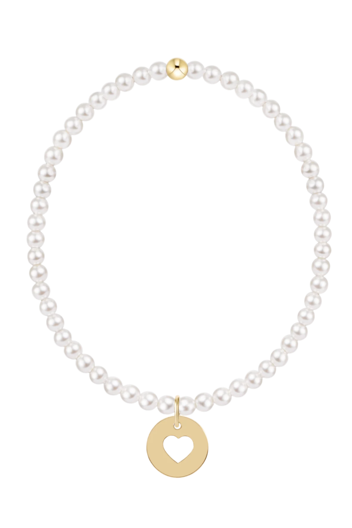 egirl Classic Pearl 3mm Bracelet - Love Gold Disc | enewton enewton