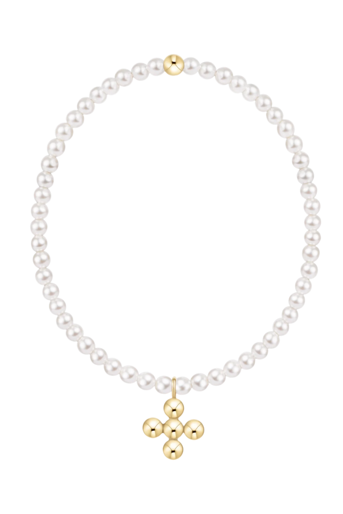 Classic Pearl 3mm Bracelet - Signature Cross 4mm Beaded Gold Charm | enewton enewton