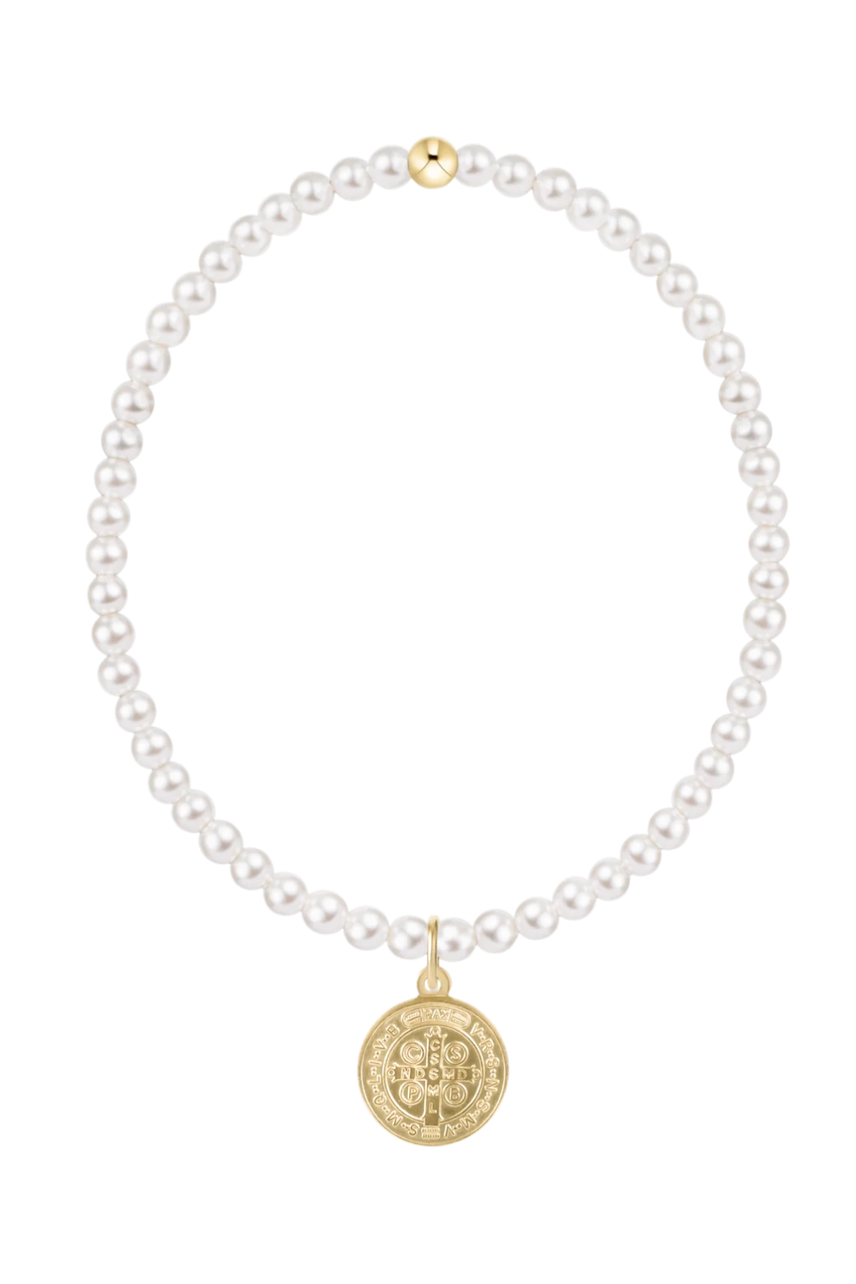 Classic Pearl 3mm Bracelet - Blessing Gold Disc | enewton enewton