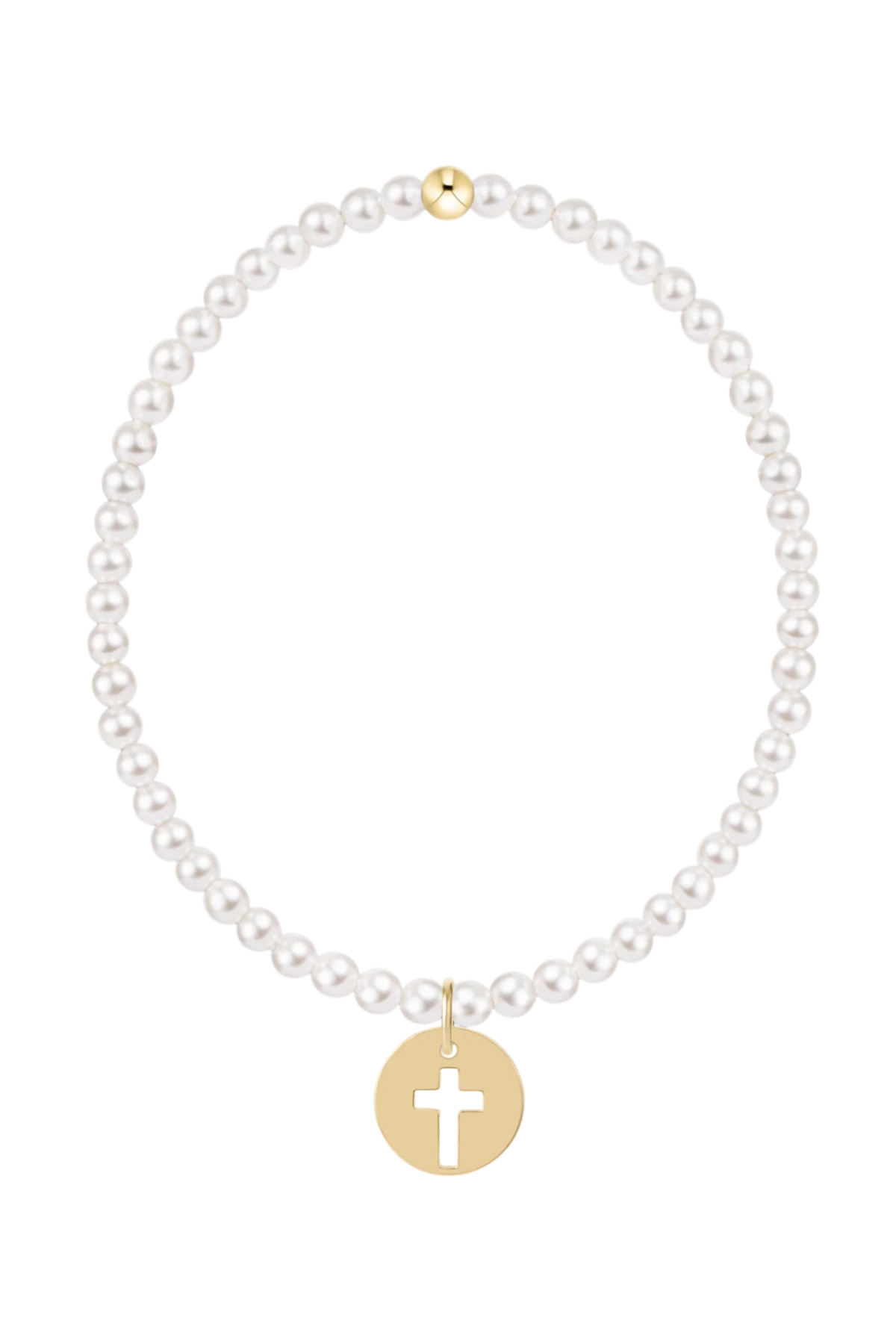 Classic Pearl 3mm Bracelet - Blessed Gold Disc | enewton enewton