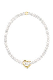egirl Classic Pearl 3mm Bracelet - Love Gold Charm | enewton enewton