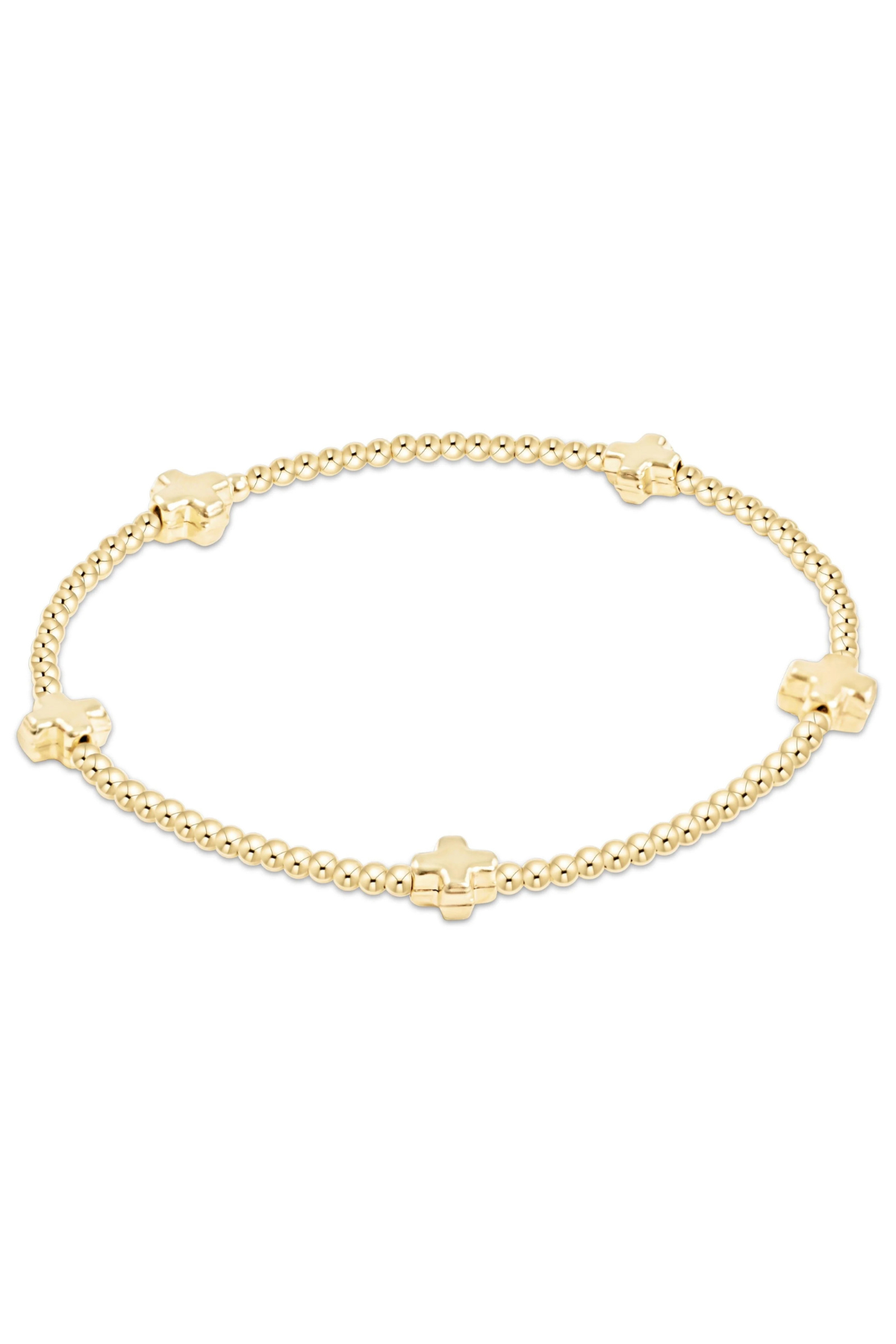 Signature Cross Small Gold Pattern 2mm Bead Bracelet - Gold | enewton enewton