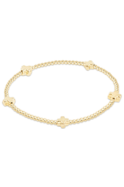 Signature Cross Small Gold Pattern 2mm Bead Bracelet - Gold | enewton enewton