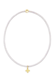 Hope Classic Silky White Bracelet - Signature Cross Small Gold Charm | enewton enewton