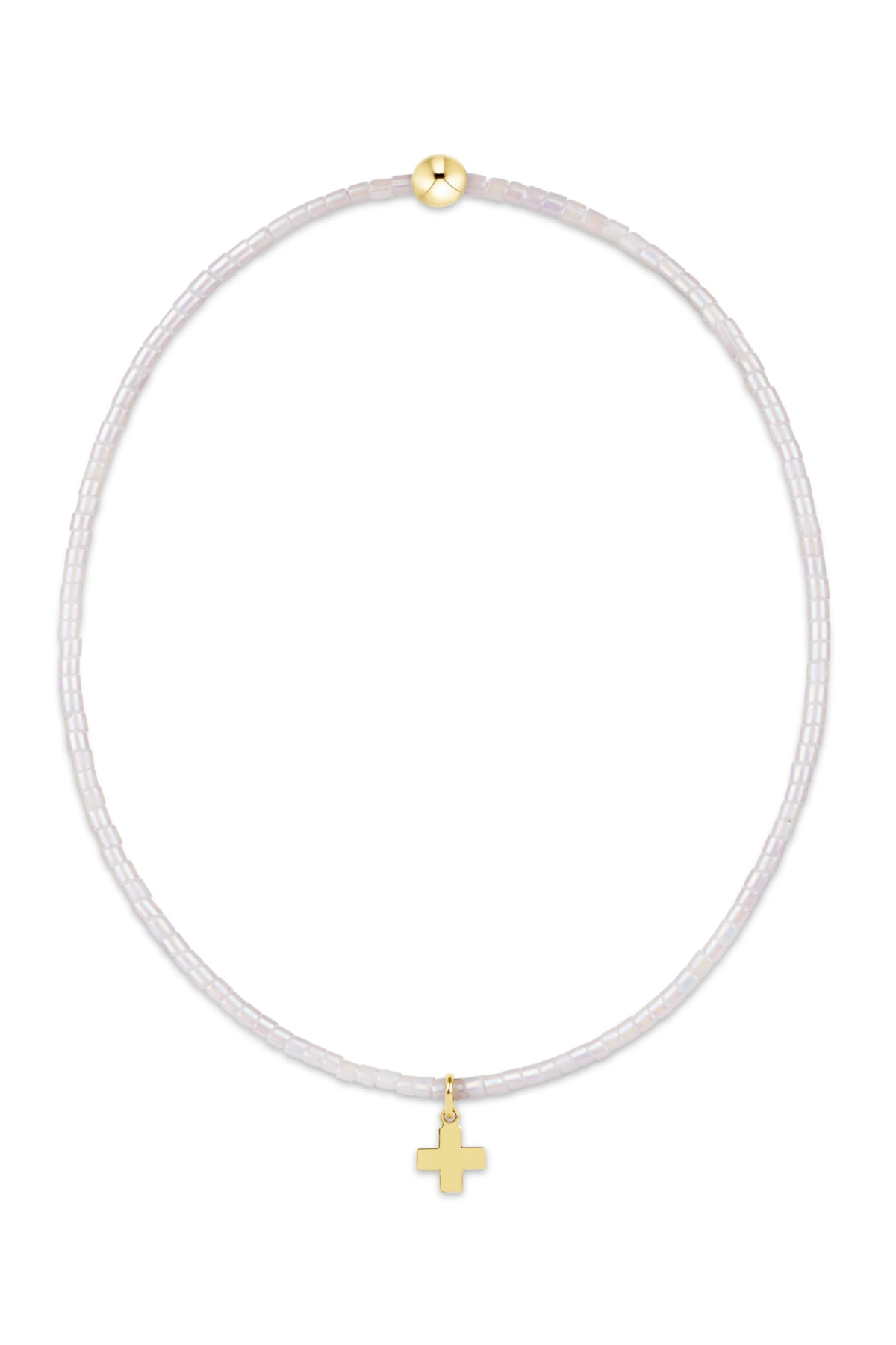 Hope Classic Silky White Bracelet - Signature Cross Small Gold Charm | enewton enewton