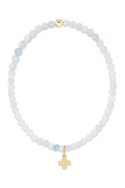Classic Aquamarine 3mm Bead Bracelet - Signature Cross Gold Charm | enewton enewton