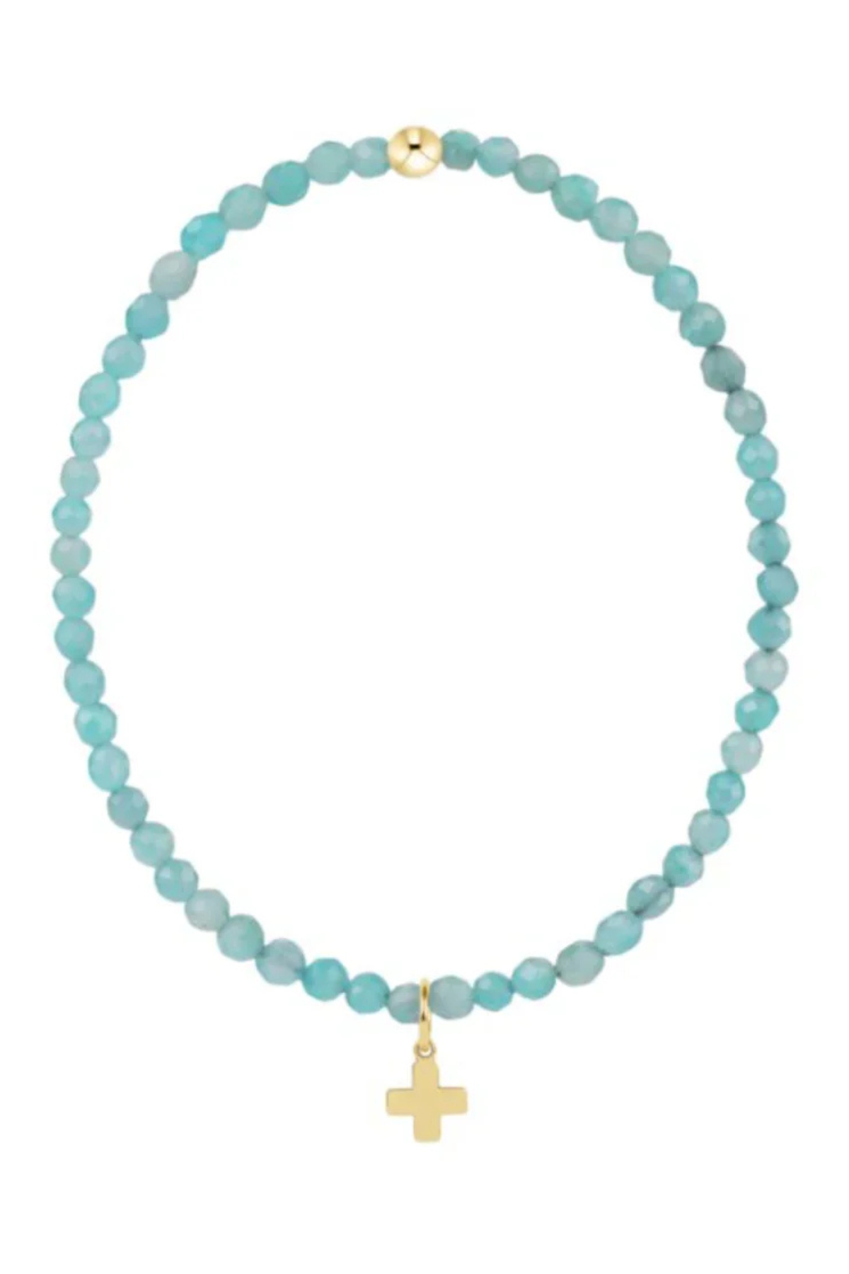 Classic Amazonite 3mm Bead Bracelet - Signature Cross Gold Charm | enewton enewton