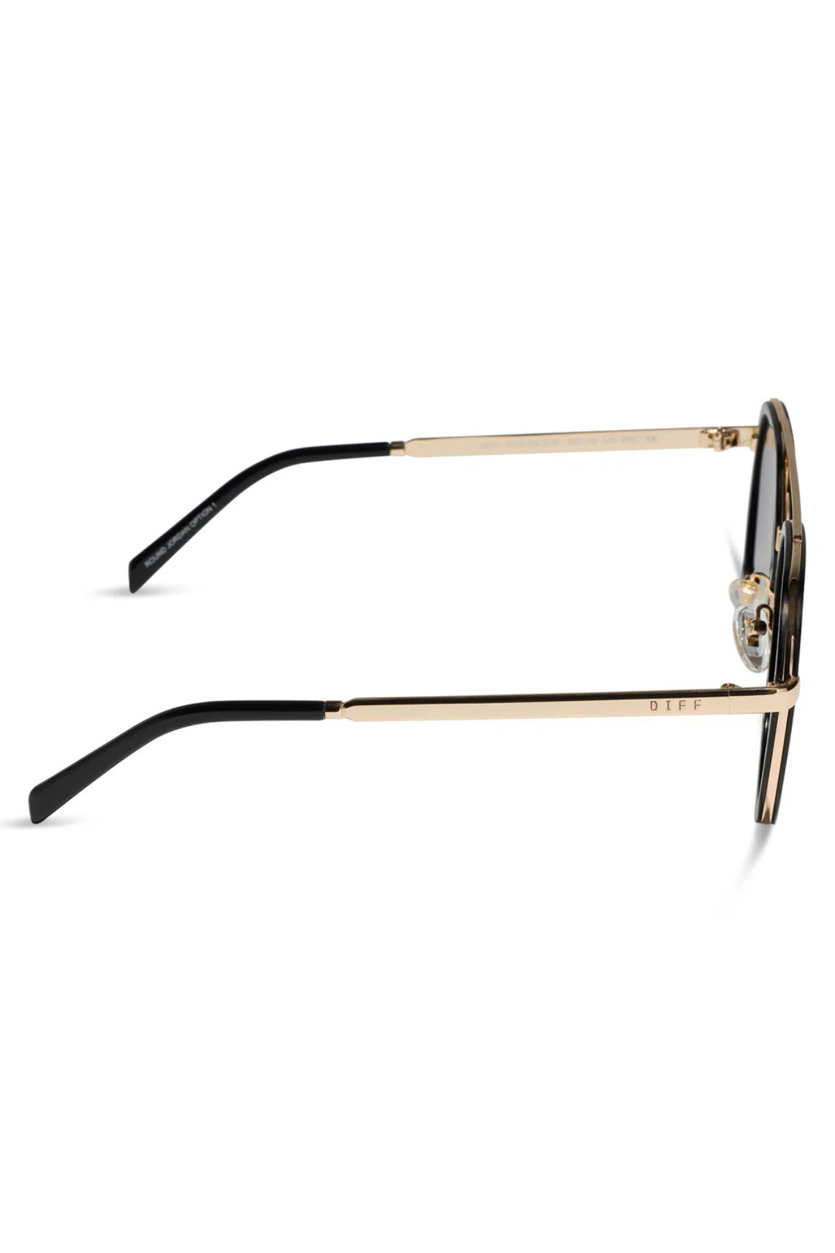 Joey Round Sunglasses in Black Gold Metal | Diff Eyewear Diff Eyewear