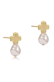 Signature Cross Gold Studs - Classic Pearl | enewton enewton