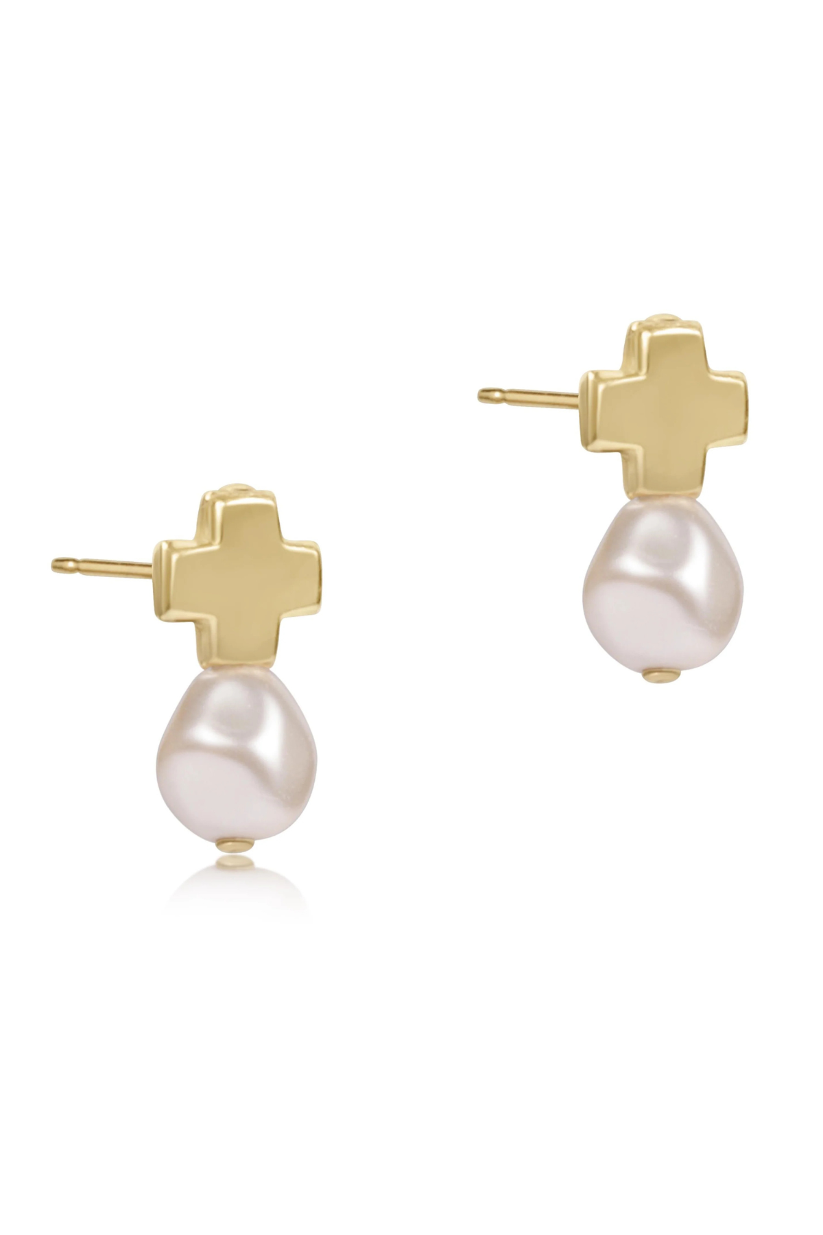 Signature Cross Gold Studs - Classic Pearl | enewton enewton