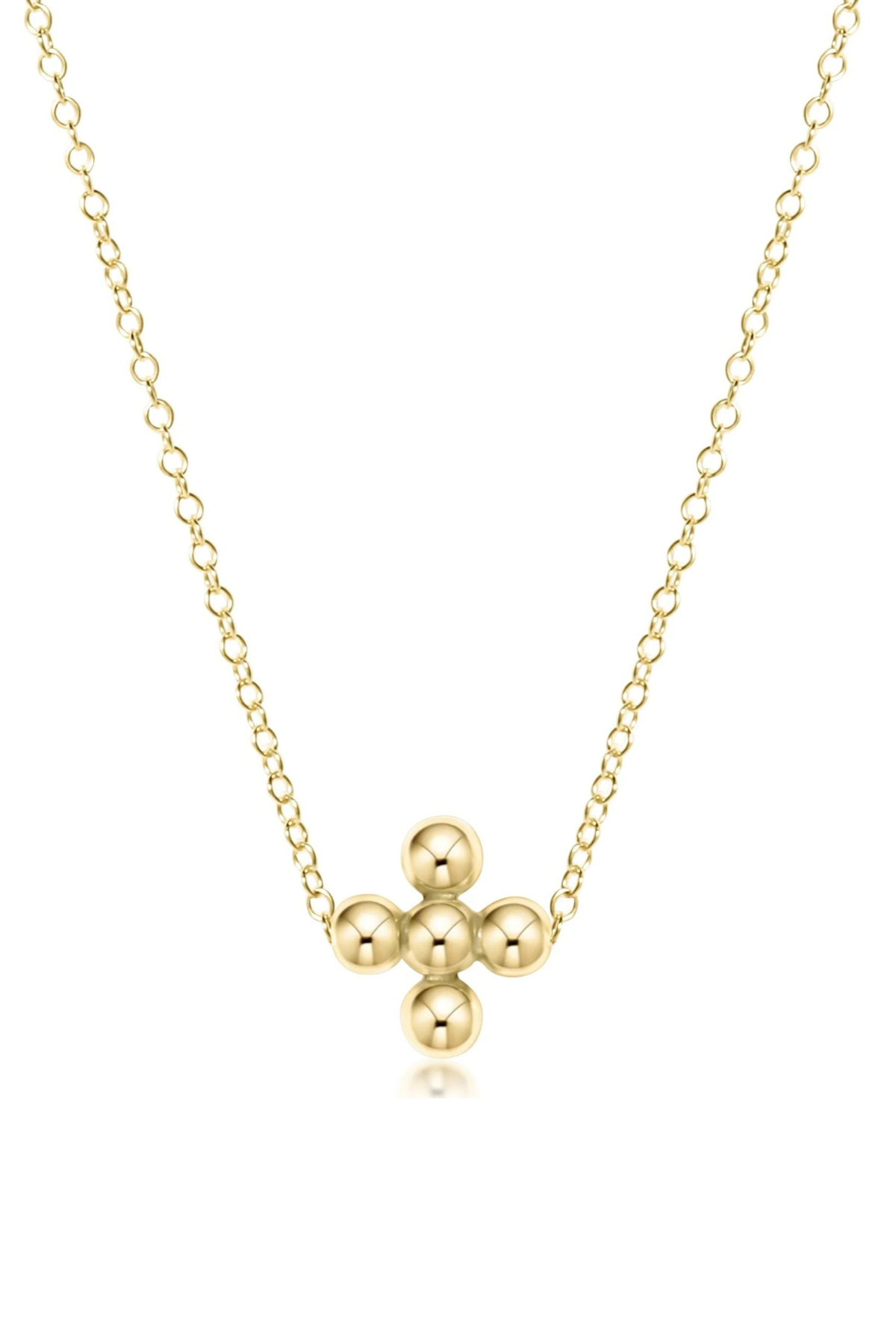 16" Necklace Gold - Signature Cross Beaded Gold 3mm | enewton enewton
