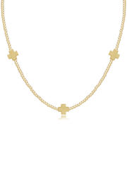 15" Choker Beaded - Signature Cross 2mm Gold - Gold | enewton enewton