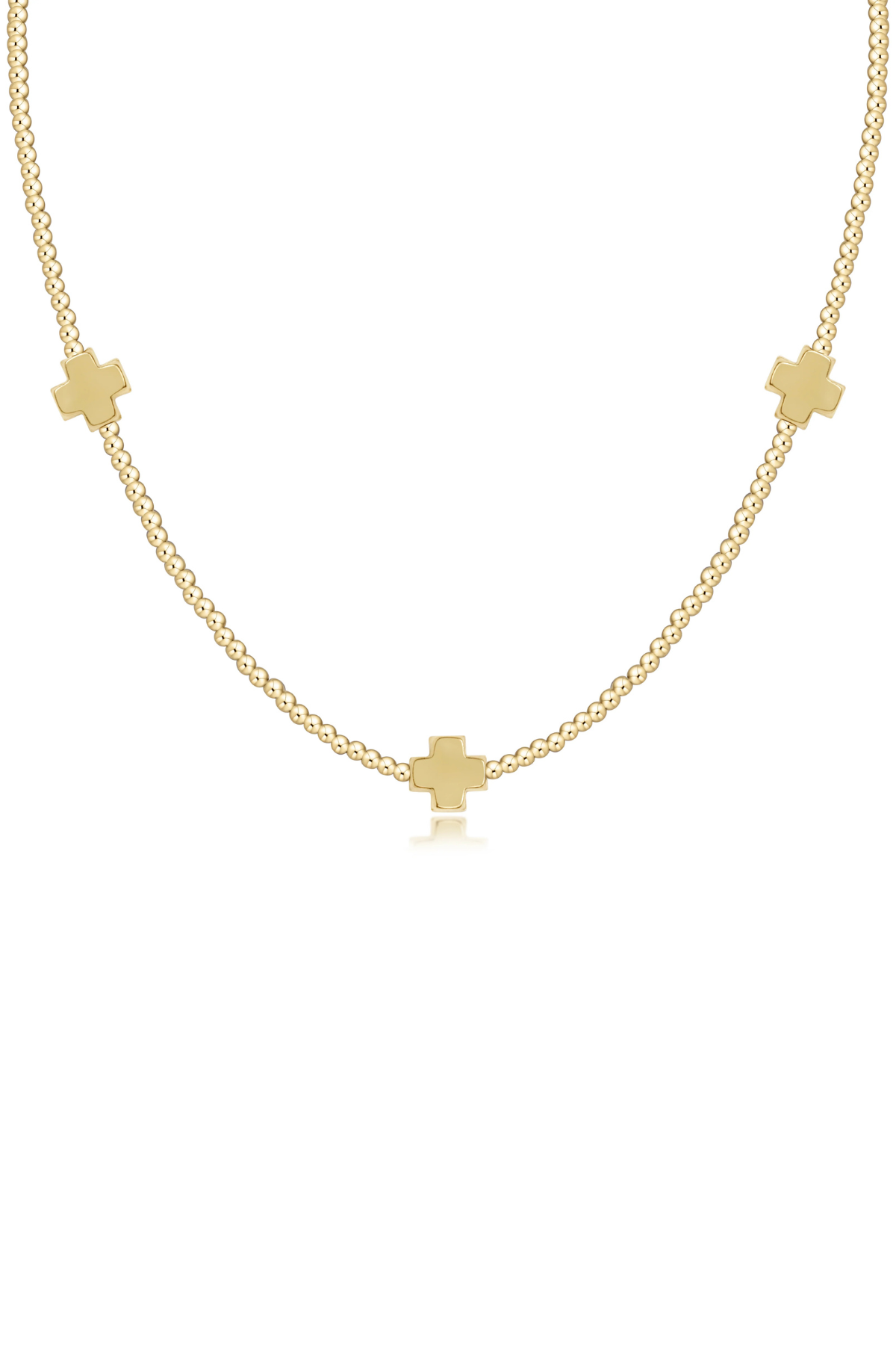 15" Choker Beaded - Signature Cross 2mm Gold - Gold | enewton enewton