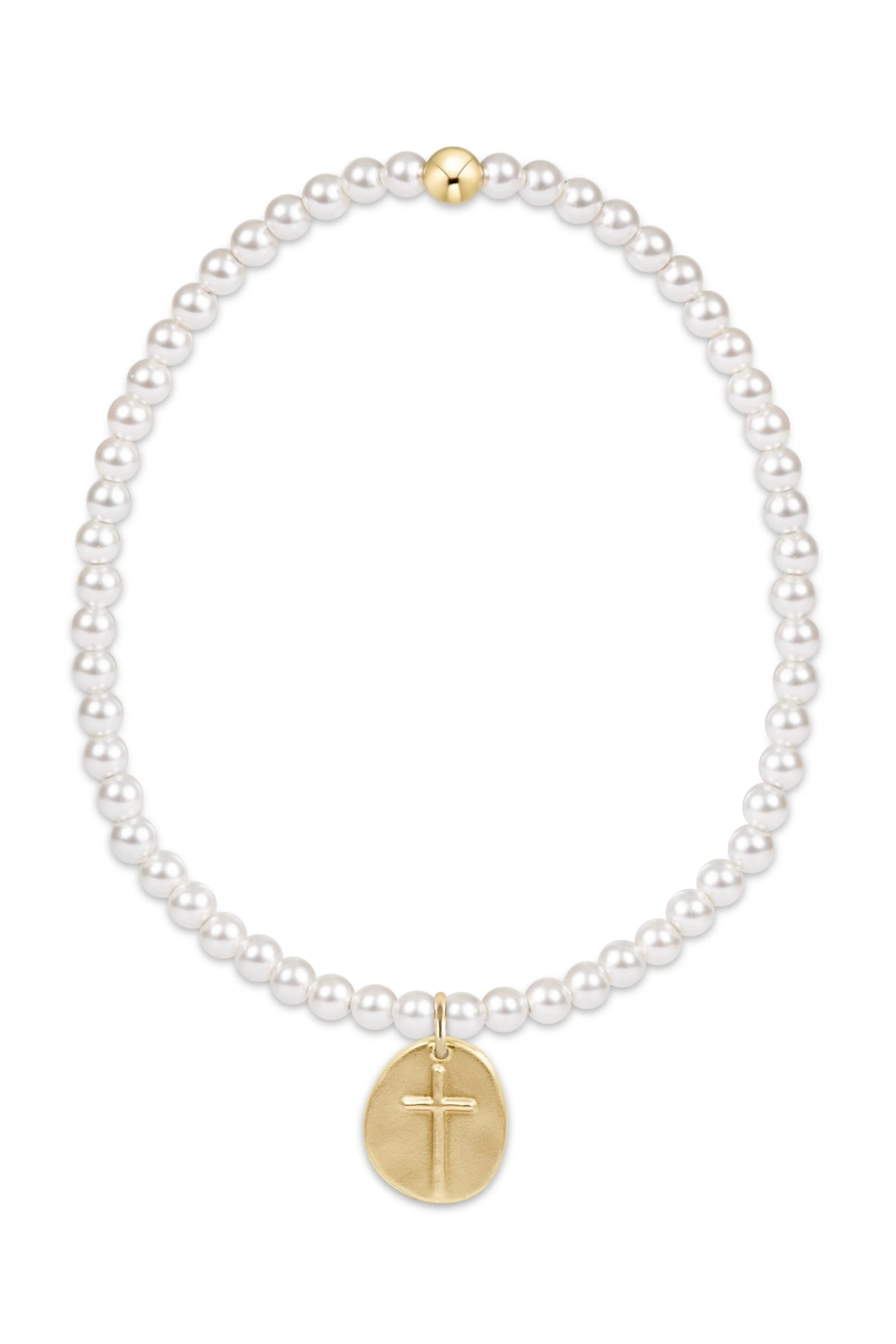 Classic Pearl 3mm Bracelet - Inspire Small Gold Disc | enewton enewton