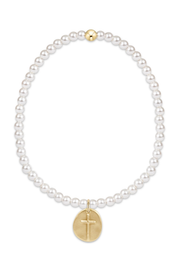 Classic Pearl 3mm Bracelet - Inspire Small Gold Disc | enewton enewton