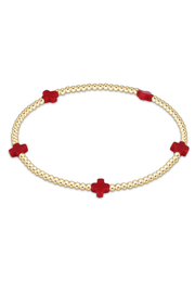 Signature Cross Gold Small 2mm Bracelet - Red | enewton enewton