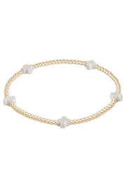 Signature Cross Gold Small 2mm Bracelet - Off White | enewton enewton