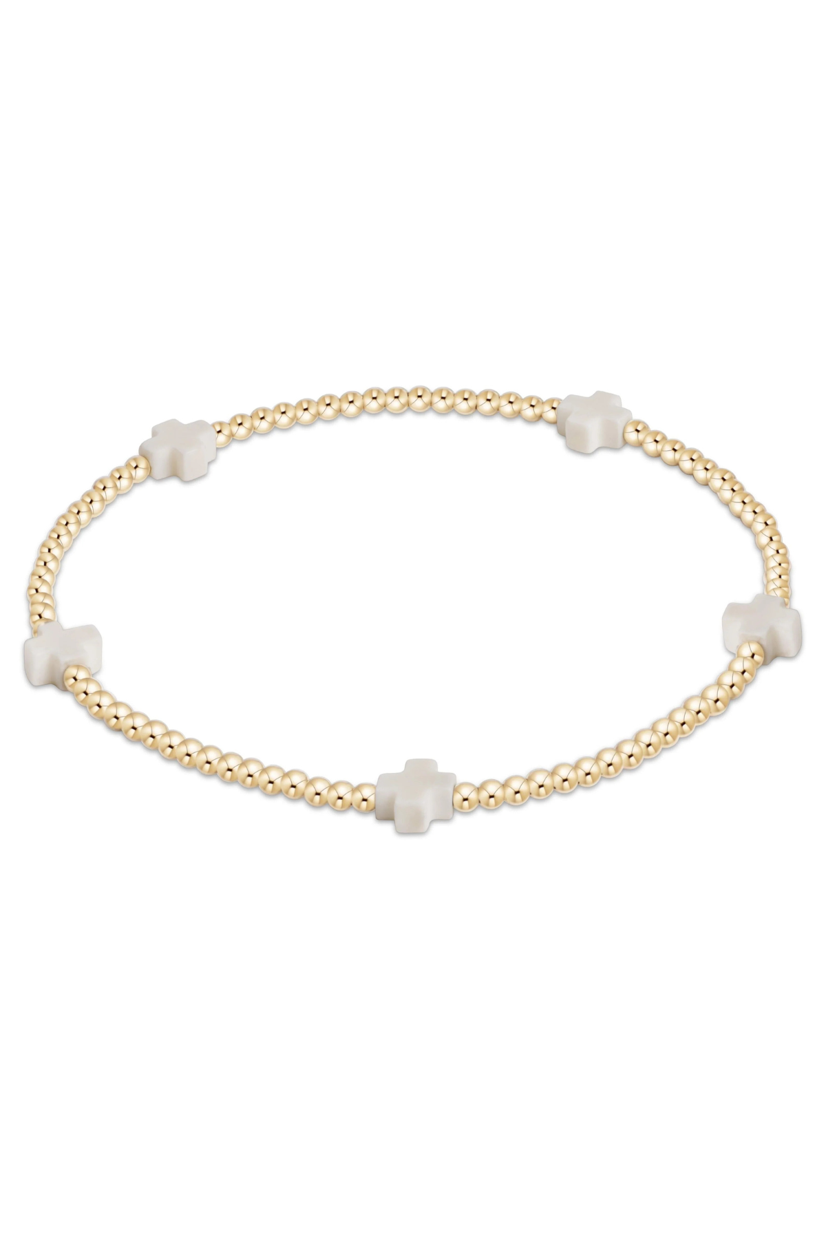 Signature Cross Gold Small 2mm Bracelet - Off White | enewton enewton