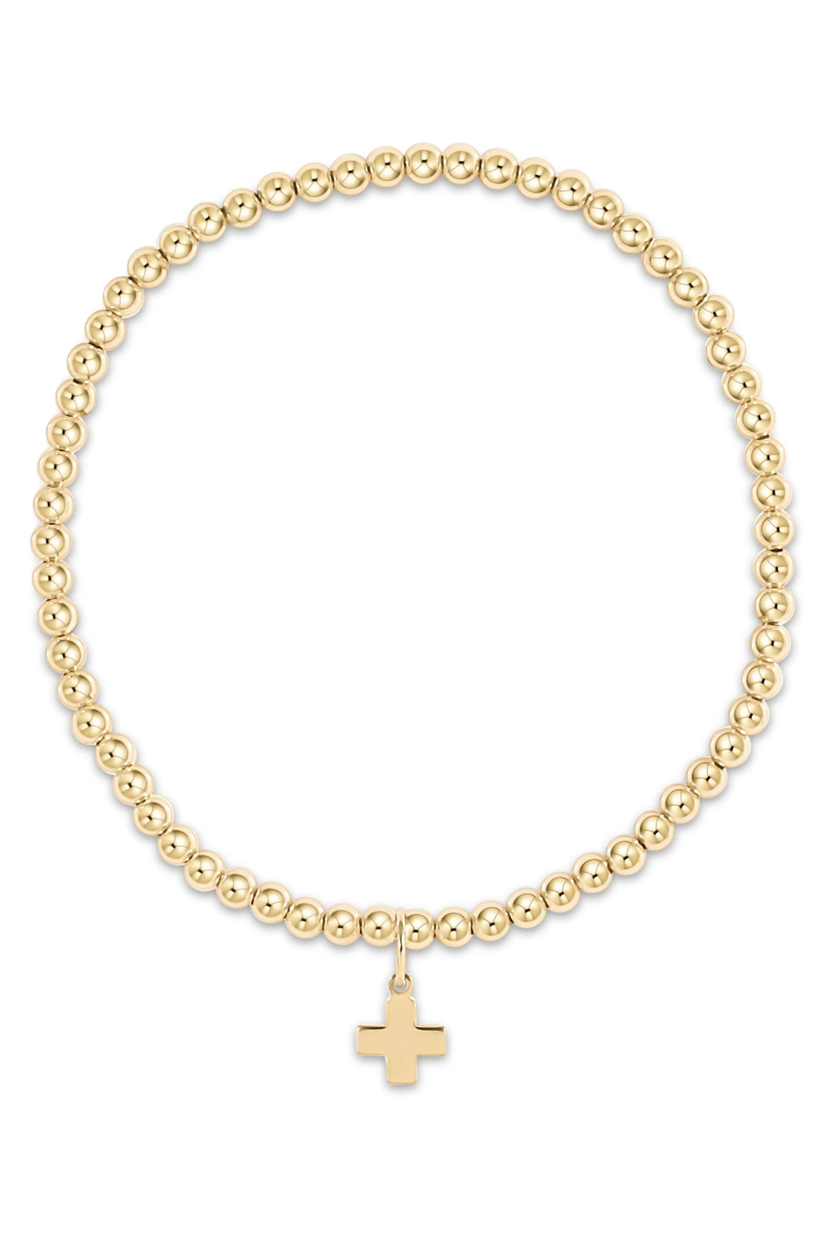 Extends Classic Gold 3mm Bracelet - Signature Cross Gold Charm | enewton