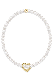 egirl Classic Pearl 3mm Bracelet - Love Gold Charm | enewton enewton