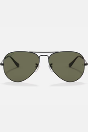 Aviator Large Metal Sunglasses in Matte Black/Green | Ray-Ban Ray-Ban