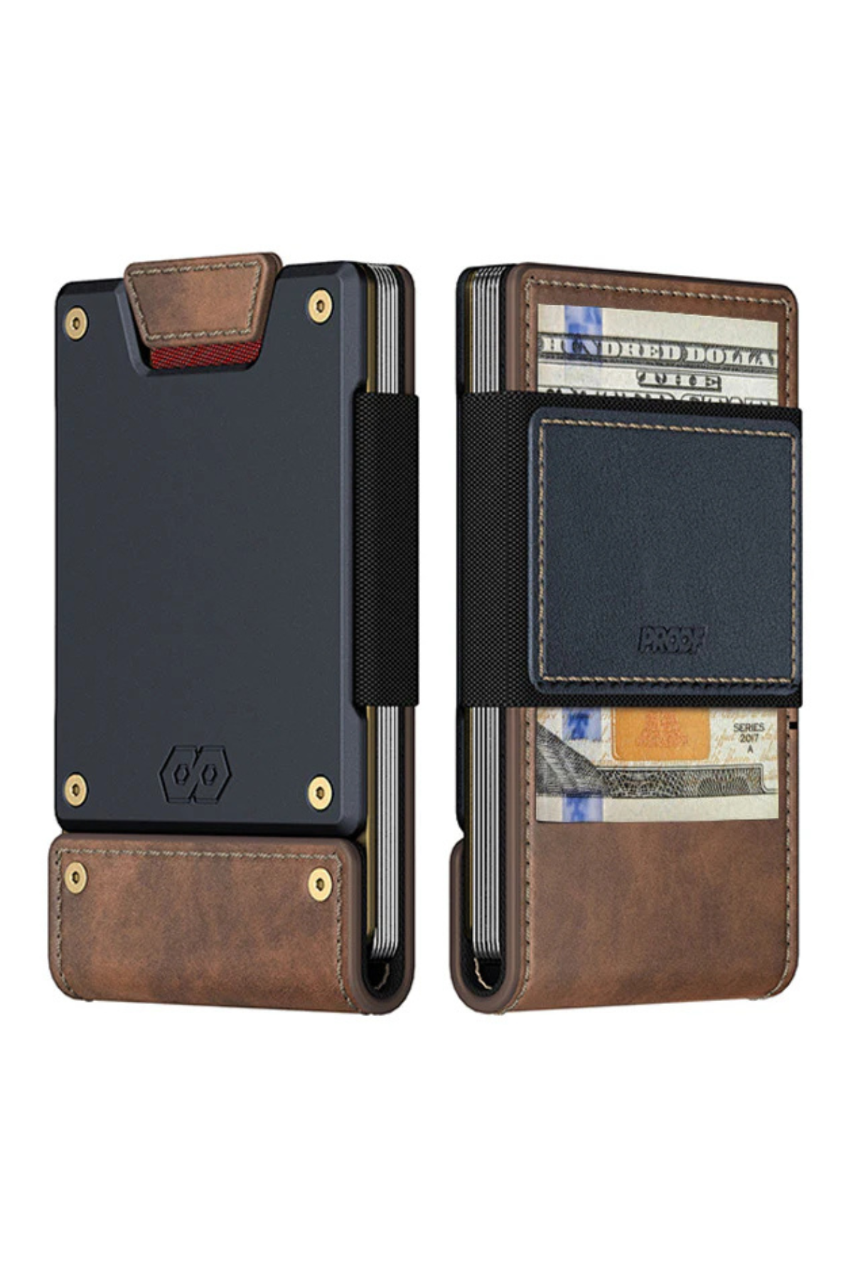Leatherneck Wallet in Classic Brown Top Grain Leather & Navy Blue Gunmetal Proof Wallets