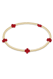 egirl Signature Cross Small Gold Pattern 2mm Bead Bracelet - Red | enewton enewton
