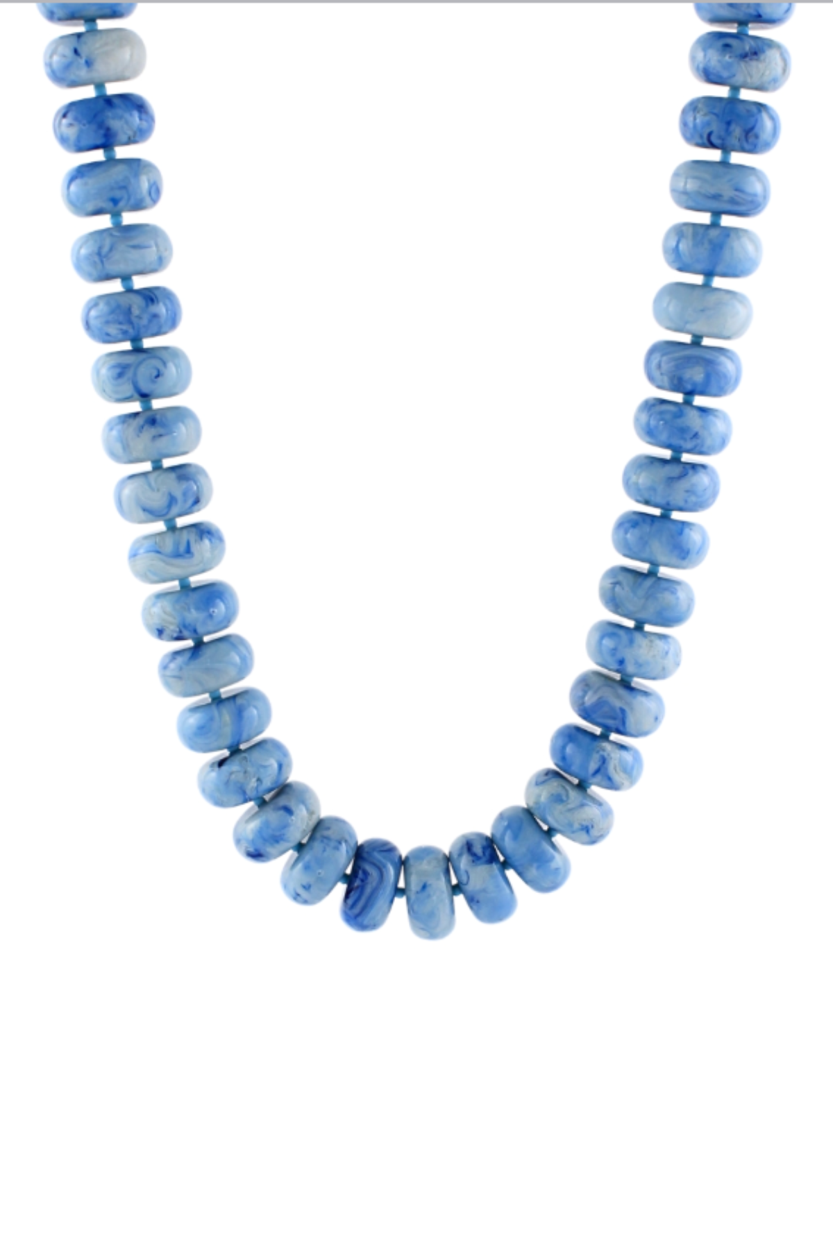 Chunky Rondelle Bead Necklace - Light Blue Golden Stella