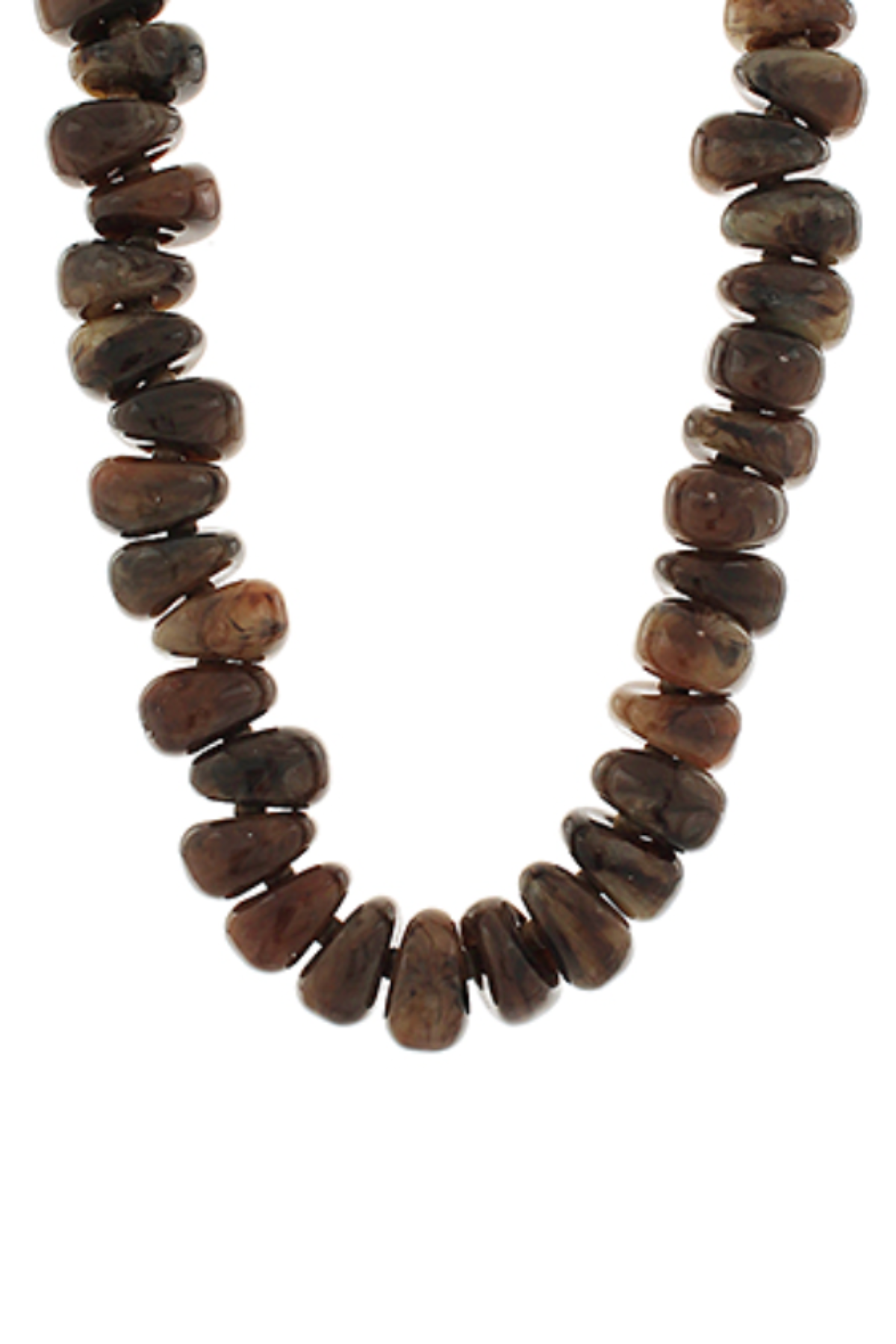 Chunky Nugget Marble Beaded Necklace in Brown Golden Stella