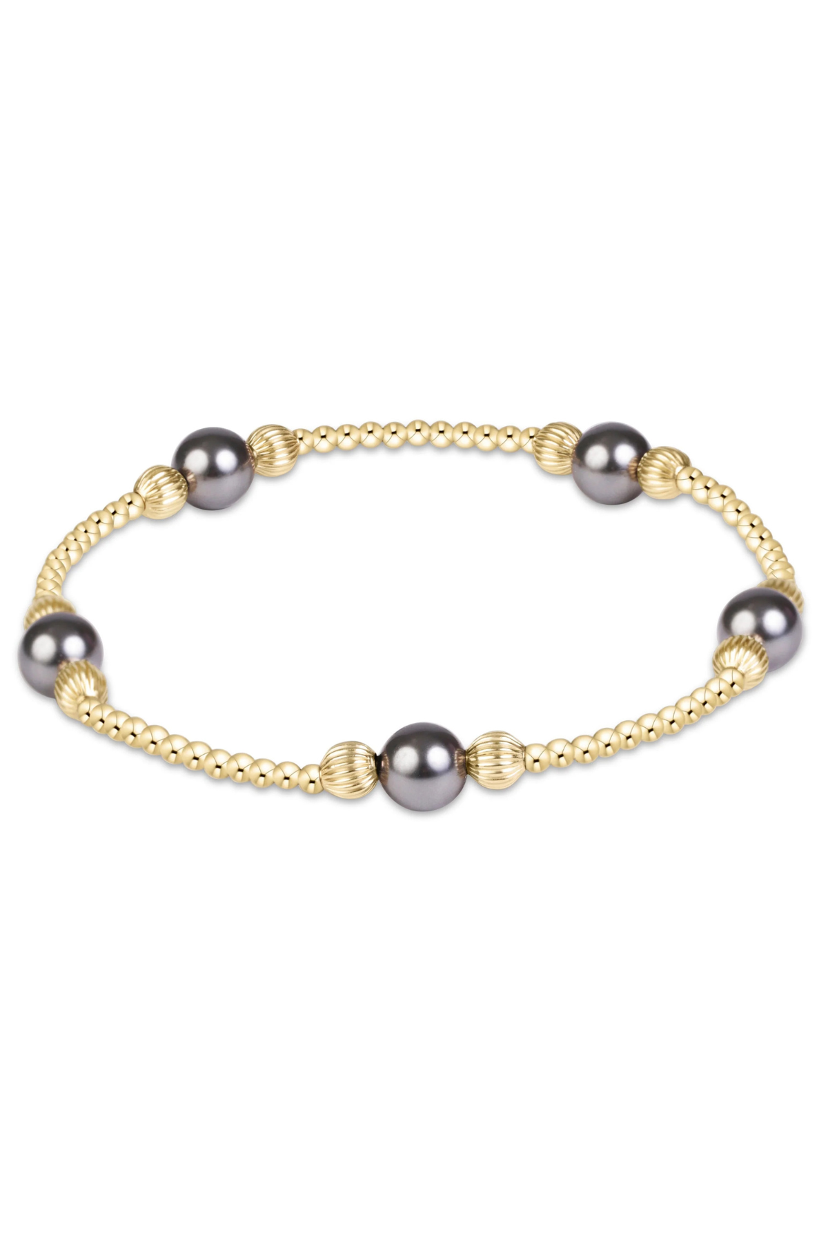 Purpose Pearl Dark Grey 6mm Dignity Gold Bracelet | enewton enewton