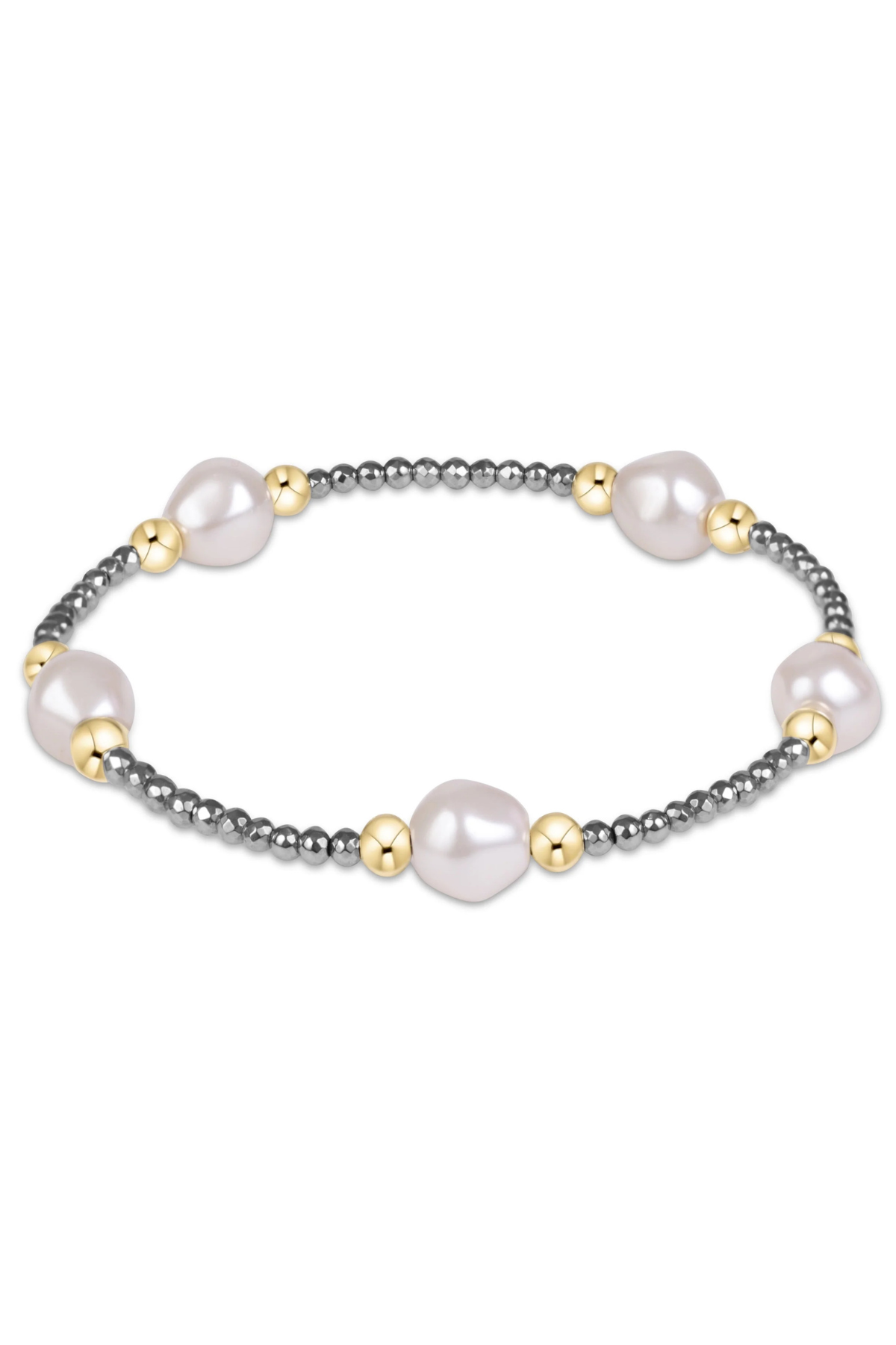 Extends Purpose Admire Pearl 8mm Silver Faceted Hematite Bracelet | enewton enewton