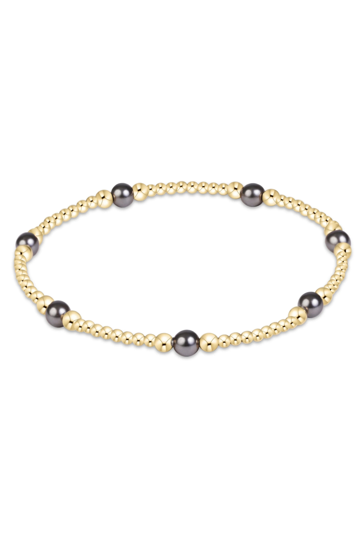 Purpose Pearl Dark Grey 4mm Gold Bracelet | enewton enewton