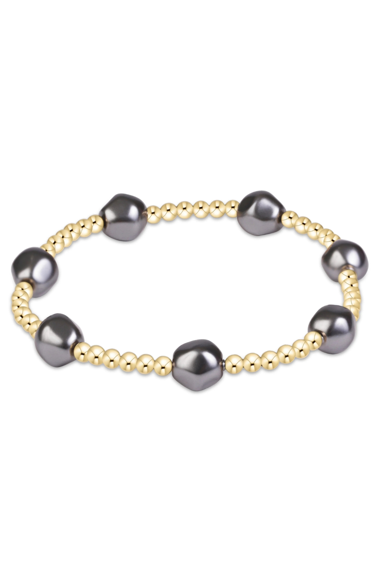 Extends Admire Pearl Dark Grey 3mm Gold Bracelet | enewton enewton