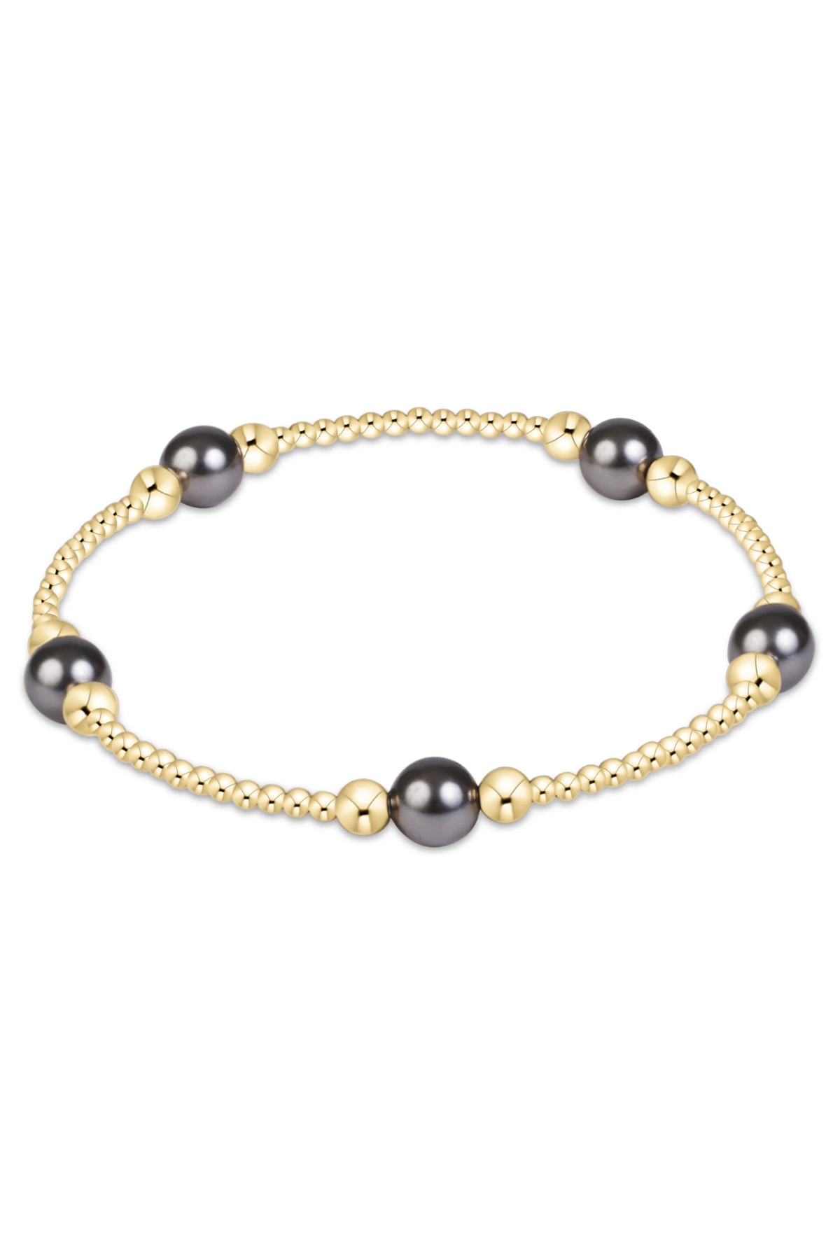 Purpose Pearl Dark Grey 6mm Gold Bracelet | enewton enewton