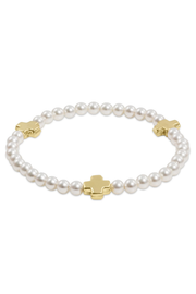 Signature Cross 4mm Pearl Bracelet - Gold | enewton enewton