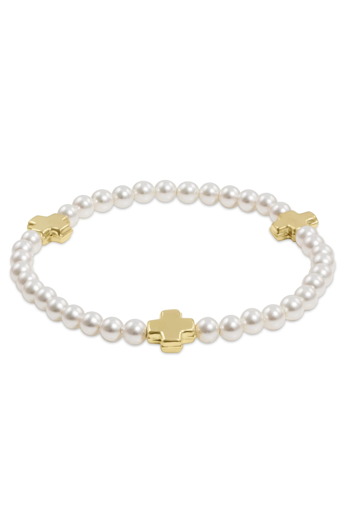 Signature Cross 4mm Pearl Bracelet - Gold | enewton enewton
