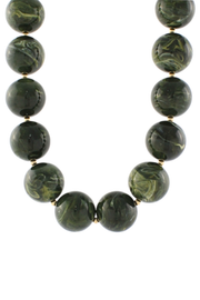 Olive Marble Bead Necklace Golden Stella