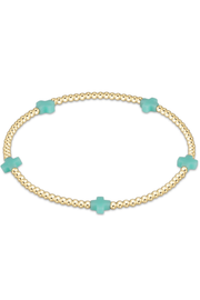 Signature Cross Small 2mm Gold Bracelet - Mint | enewton enewton