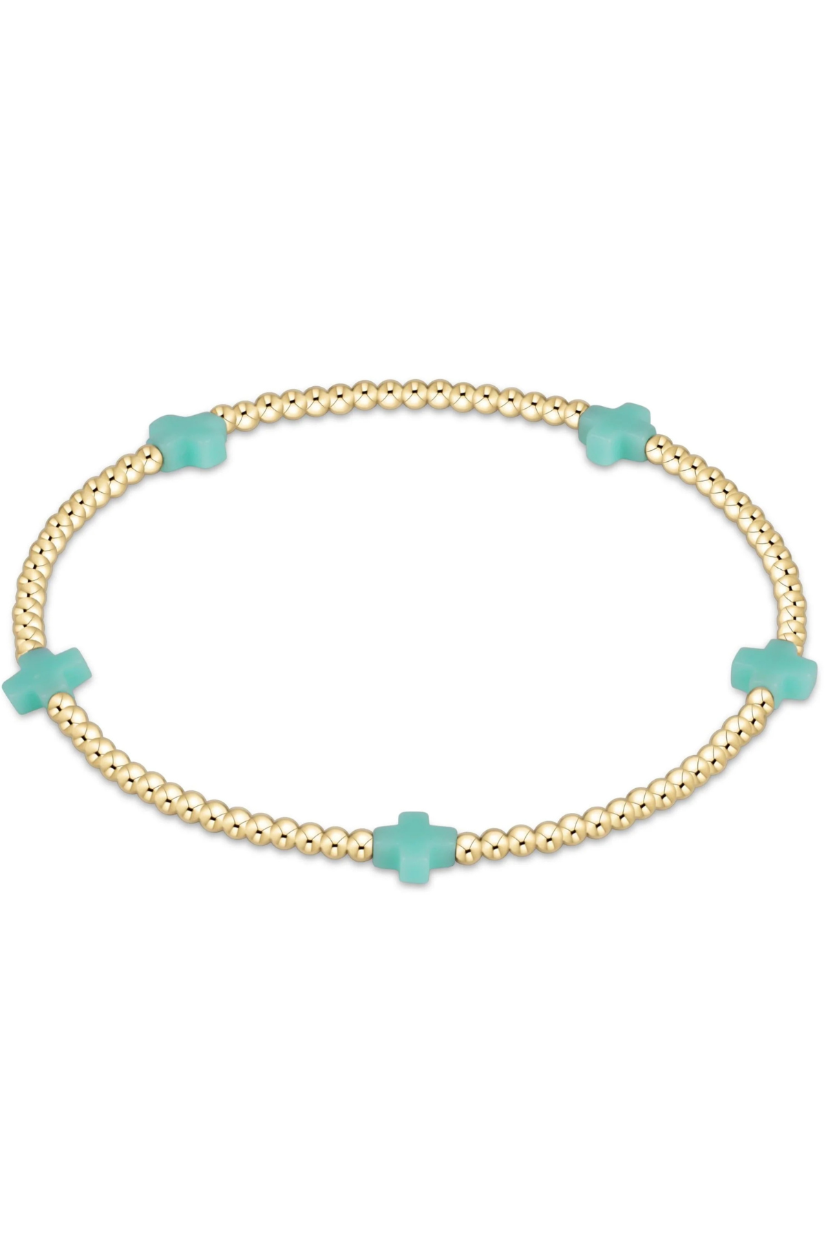 Signature Cross Small 2mm Gold Bracelet - Mint | enewton enewton