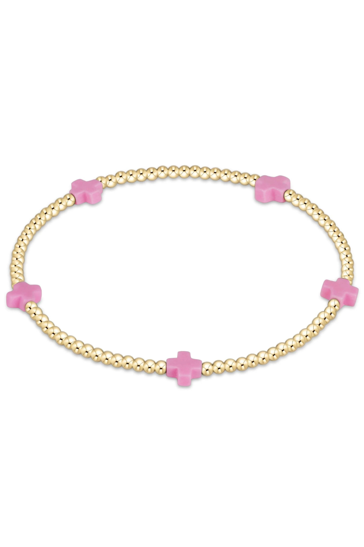 Signature Cross Small 2mm Gold Bracelet - Bright Pink | enewton enewton