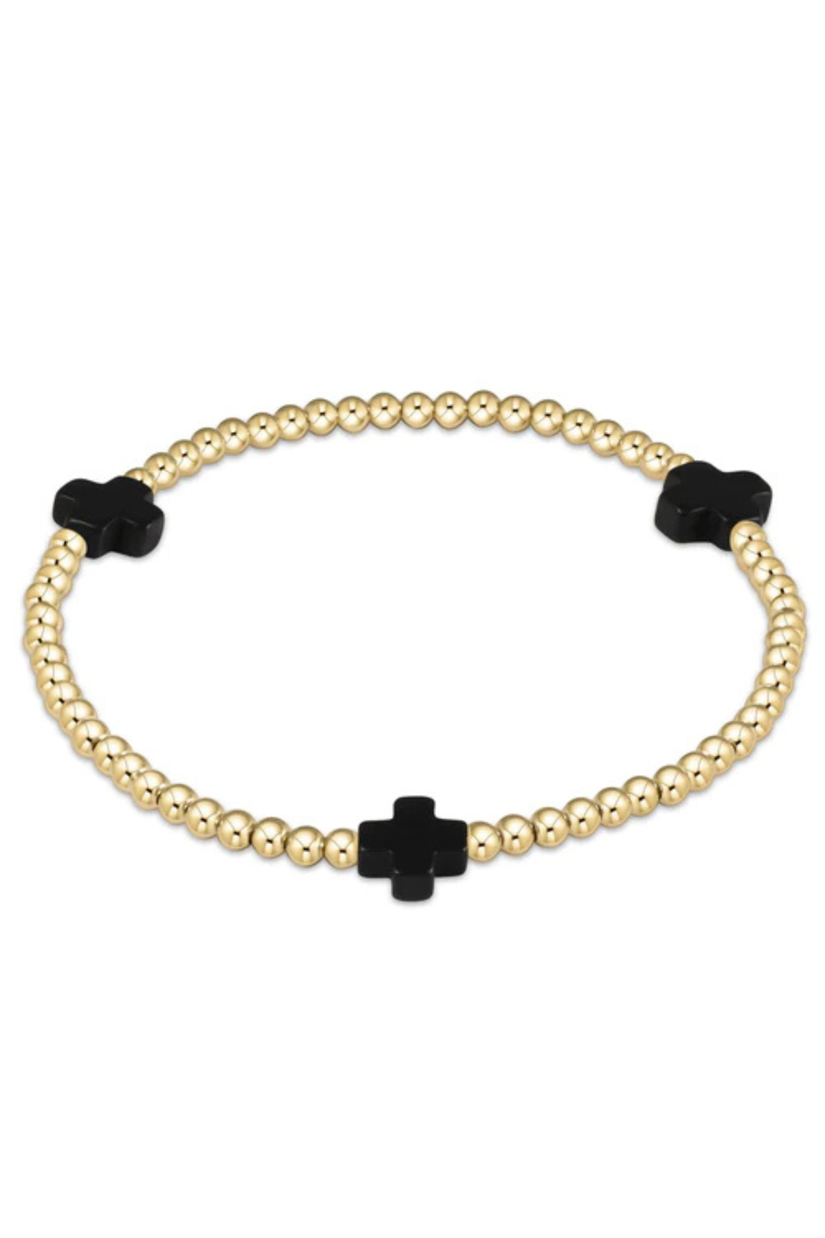 Sig Cross 3mm Bead Bracelet Onyx | enewton