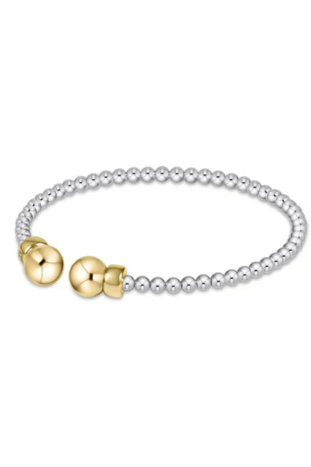 Classic Sterling Mixed 3mm Bead Cuff Gold | enewton