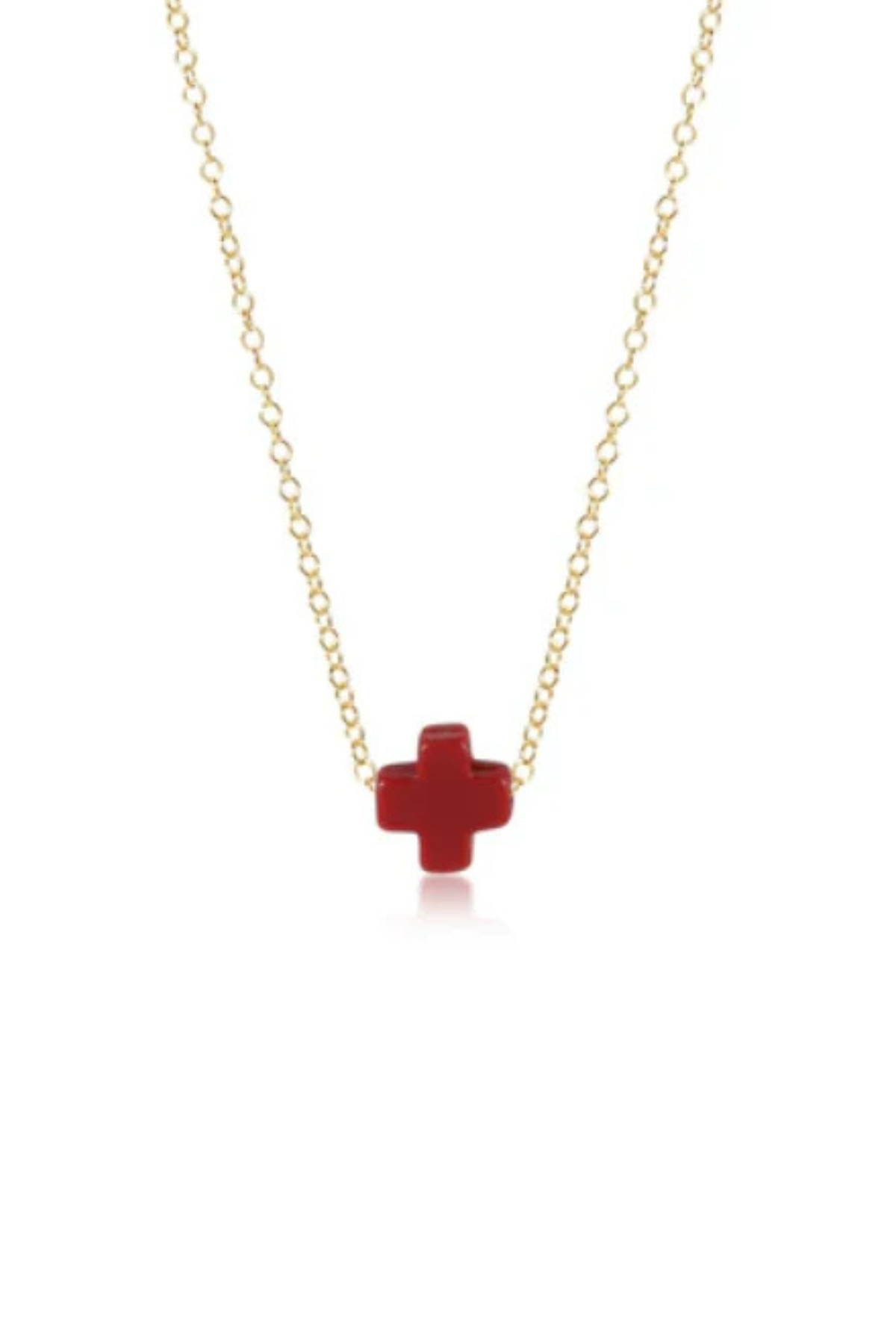 16" Necklace Gold Signature Cross Red | enewton