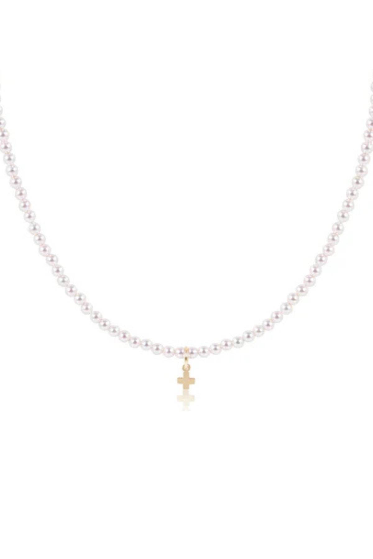 15" Choker Pearl 3mm Bead Signature Cross | enewton
