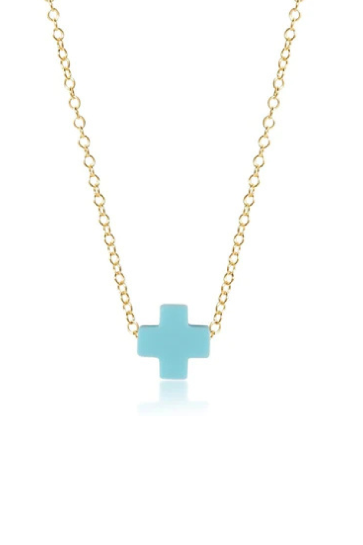 16" Necklace Signature Cross Turquoise/Gold | enewton