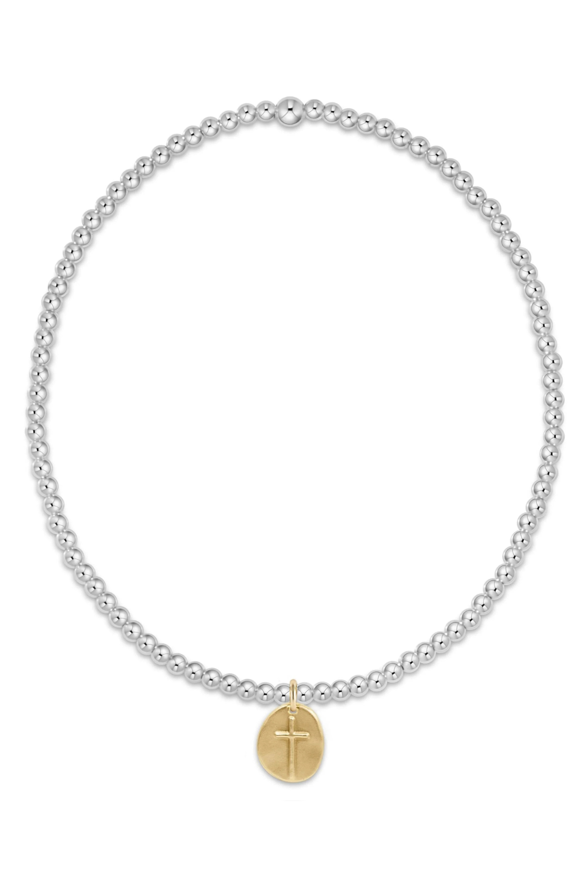 Extends Classic Sterling Mixed Metal 2mm Bead Bracelet - Inspire Small Gold Charm | enewton